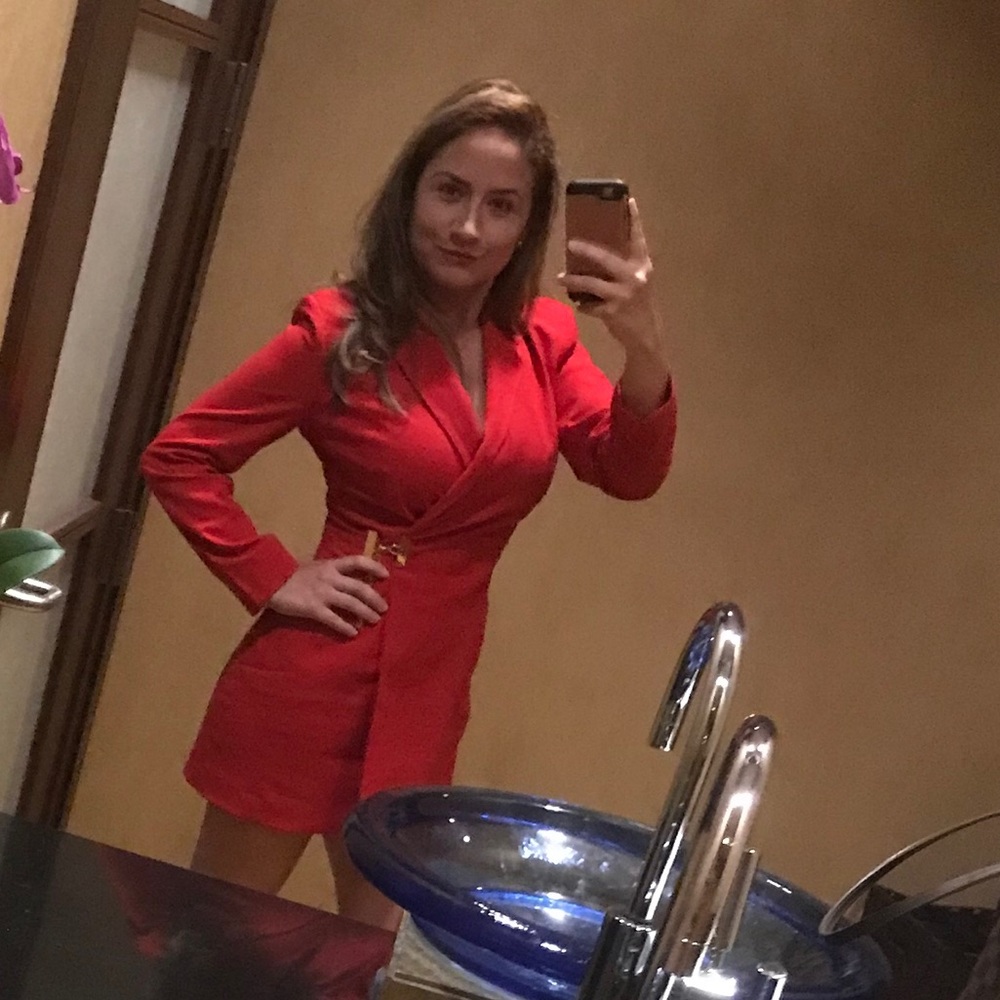 Red tuxedo dress